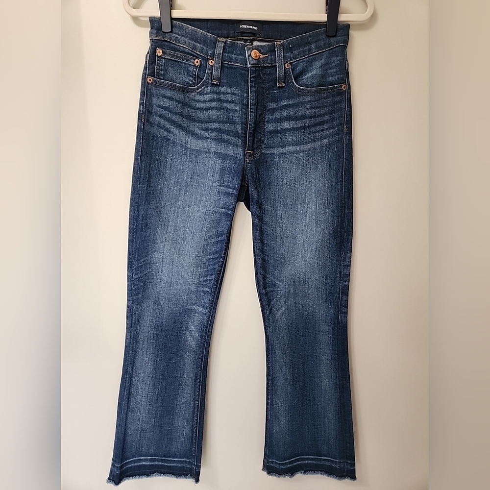 J. Crew Jeans Womens 27 Billie Demi Boot Crop High Rise Stretch Fringe Hem Denim - Picture 3 of 16